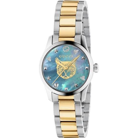 gucci white gold watch|gucci mystic cat watch.